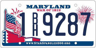 MD license plate 1BH9287