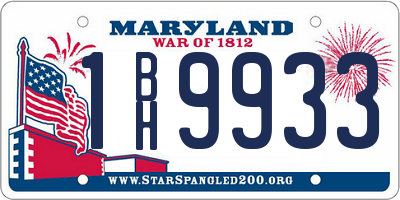 MD license plate 1BH9933