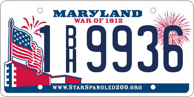 MD license plate 1BH9936