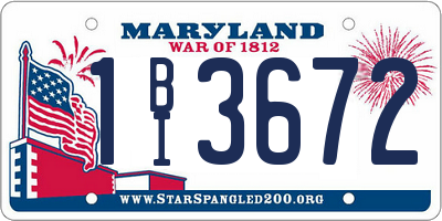 MD license plate 1BI3672