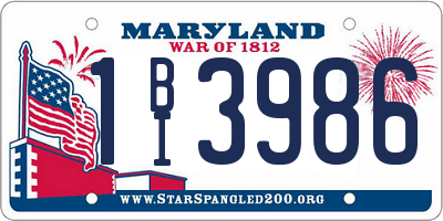 MD license plate 1BI3986