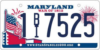 MD license plate 1BI7525