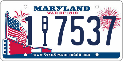 MD license plate 1BI7537