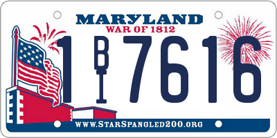 MD license plate 1BI7616