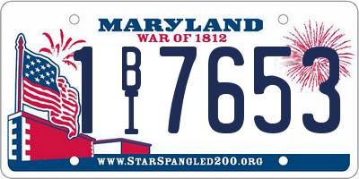 MD license plate 1BI7653