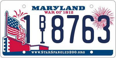 MD license plate 1BI8763