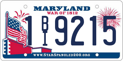 MD license plate 1BI9215