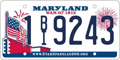 MD license plate 1BI9243