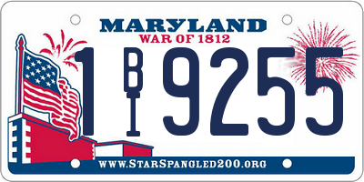 MD license plate 1BI9255