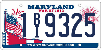 MD license plate 1BI9325