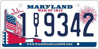 MD license plate 1BI9342
