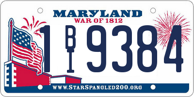 MD license plate 1BI9384