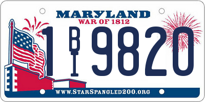 MD license plate 1BI9820