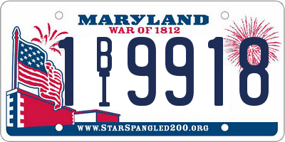 MD license plate 1BI9918