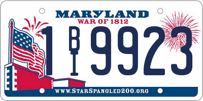 MD license plate 1BI9923