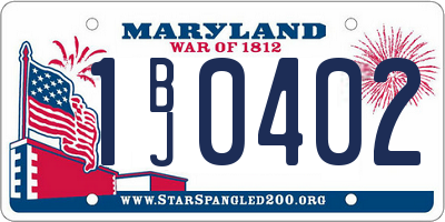 MD license plate 1BJ0402