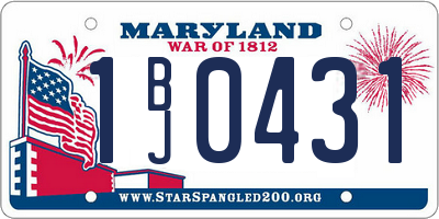 MD license plate 1BJ0431