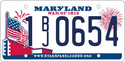 MD license plate 1BJ0654