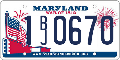 MD license plate 1BJ0670