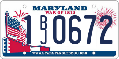 MD license plate 1BJ0672