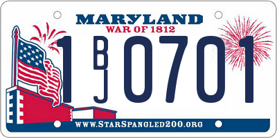 MD license plate 1BJ0701