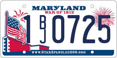 MD license plate 1BJ0725