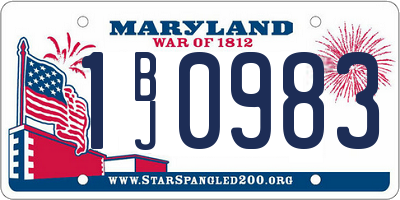 MD license plate 1BJ0983