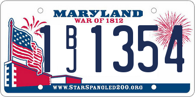 MD license plate 1BJ1354