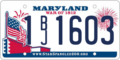 MD license plate 1BJ1603