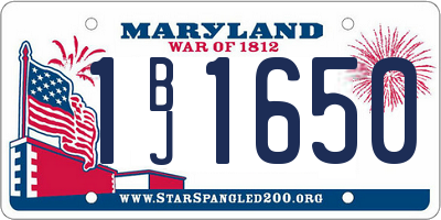 MD license plate 1BJ1650