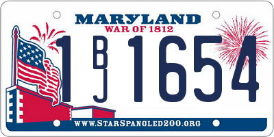 MD license plate 1BJ1654