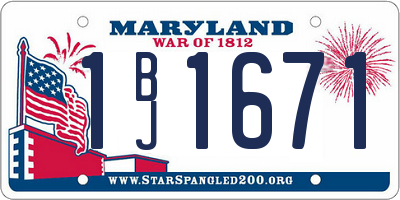 MD license plate 1BJ1671