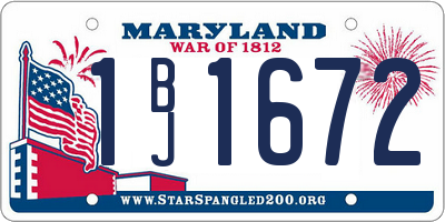 MD license plate 1BJ1672