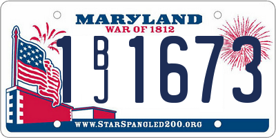 MD license plate 1BJ1673