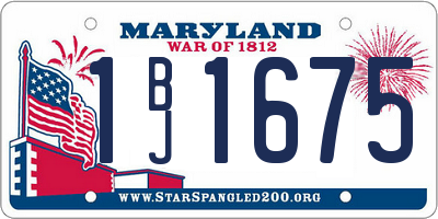 MD license plate 1BJ1675