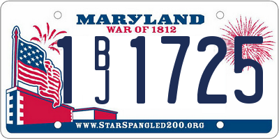 MD license plate 1BJ1725