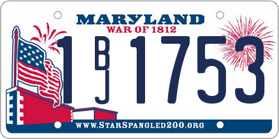 MD license plate 1BJ1753