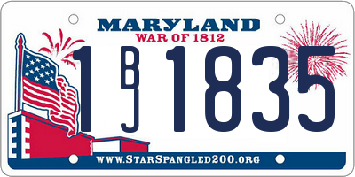 MD license plate 1BJ1835