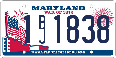 MD license plate 1BJ1838