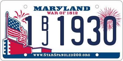 MD license plate 1BJ1930