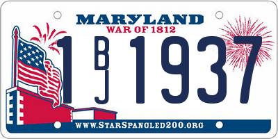 MD license plate 1BJ1937