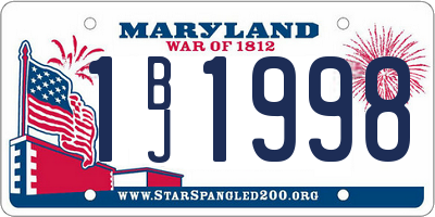 MD license plate 1BJ1998