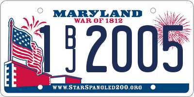 MD license plate 1BJ2005