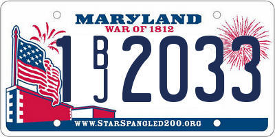 MD license plate 1BJ2033