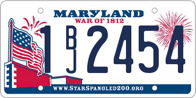 MD license plate 1BJ2454