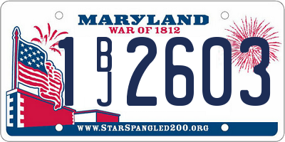 MD license plate 1BJ2603