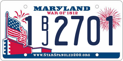 MD license plate 1BJ2701