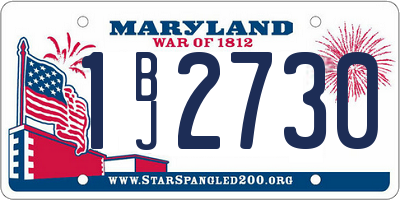 MD license plate 1BJ2730