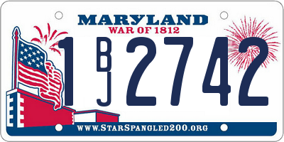 MD license plate 1BJ2742