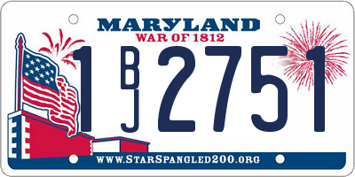 MD license plate 1BJ2751